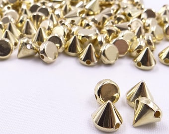 500pcs 8mm Gold Silver Color CCB Plastic Rivet Sewing Spikes Studs Punk Rivets For Leather Clothes DIY Jewelry Crafts
