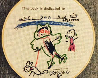 Custom Children's Artwork Embroidery Hoop Wall Art
