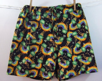 Pot of Gold St Patricks Day boxer sleep shorts MEDIUM