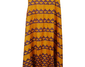 Women's Vintage Wrap Skirt Two Layer Vintage Sari Reversible Beach Cover Up Halter Dress