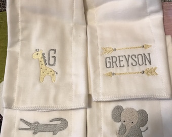 Personalized Embroidered Burp Cloth monogrammed