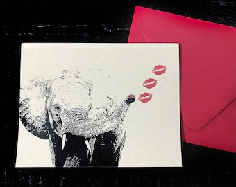 Elephant Kiss note card