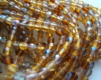 100 - Faceted 4mm Autumn Mix Czech Glass Beads
