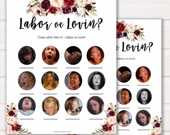 Marsala Labour or Lovin Game, Floral Baby Shower Games, Labour or Lovin, Lovin or Labour, Porn or Labour Game, Baby Shower, Labour or Porn