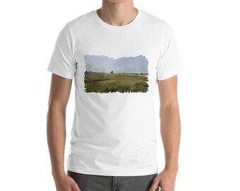 Art T-Shirt "Summer Field". Naturalistic Art Print, Relaxation Gifts, Landscape Painting Print, Realism T Shirt, Painting Tshirt