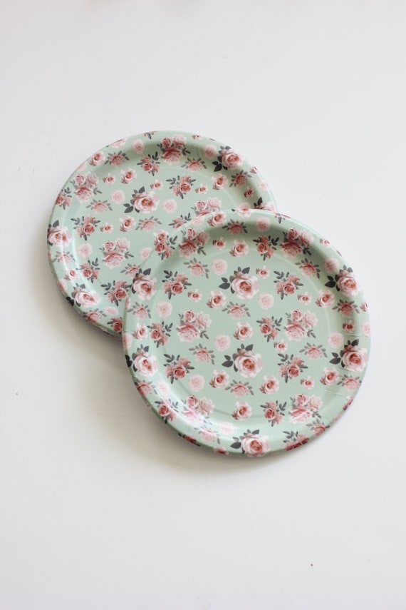 8 FLORAL TEA PARTY Paper Plates Parisian Vintage Style Shabby 8 FLORAL TEA PARTY Paper Plates Parisian Vintage Style Shabby