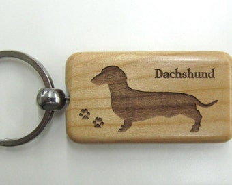 Dachshund Wood Keychain - Customizable