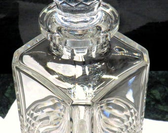 Val St Lambert- Square Decanter-Signed-Classic Style-Heavy Crystal Bottle-High End Barware – Made in Belgium-