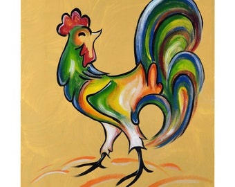 Rainbow Rooster - 16x20" Poster Print