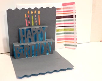 Birthday Card, Popup, 3D, greeting card, blank card