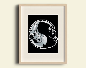 Star wars Cross Stitch Pattern/Darth Vader and Clone Yin Yang Embroidery/ death star/Gift/baby/Instant download pdf/ #C4