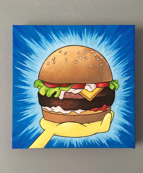 Spongebob Krabby Patty 9x9 painting