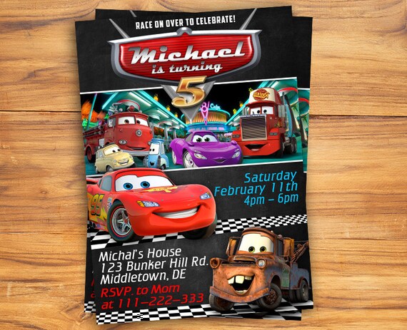 Disney Cars Invitation Cars Birthday Invitation Disney