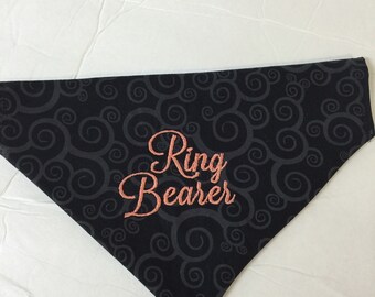 Ring Bearer Wedding Dog Bandana, Custom Wedding Dog Bandana, Personalized Dog Bandana, Custom Dog Bandana, Slide on Dog Bandana