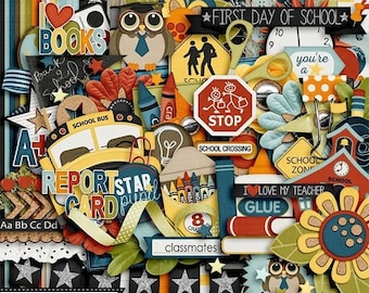 On Sale 50% Smarty Pants School Digital Scrapbooking Kit for Digi Scrapping and Crafts