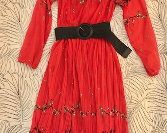 Hal Ferman Red & Black Vintage Flowered Secretary-Style Dress