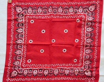 Vintage Bandana 1940's Red Elephant Trunk Down