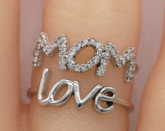 MOM Love Sterling Silver Ring/Mom Ring/Love Ring/Statement Ring/Mother's Day Gift S105