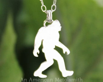 Silver Sasquatch Necklace, Big Foot, Bigfoot Necklace, Mythology, Minimalist Pendant, Geek gift, Funny Gifts, Unique Gifts, Unique Necklace
