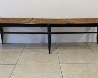 Italian Wood and Rush Seat Bench (Shipping Not Included)