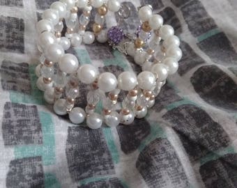 PEARL CHAMPAGNE Memory Wire Bracelet