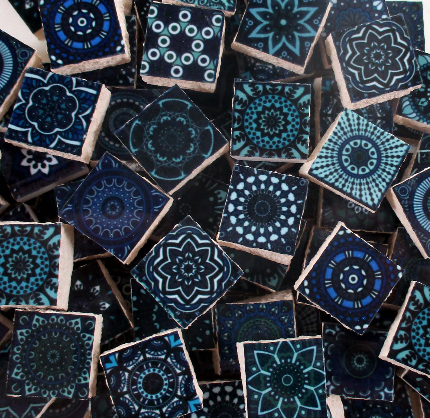 Ceramic Mosaic Tiles Dark Blue Medallions Moroccan Tile Mosaic