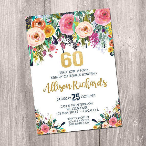 60Th Birthday Invitations Female 2