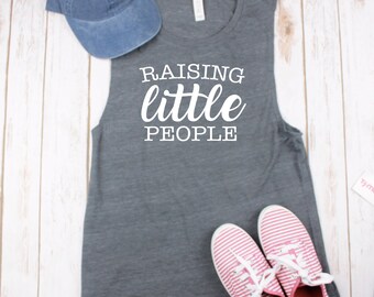 Raising Little People Flowy Muscle Tank (Gray)