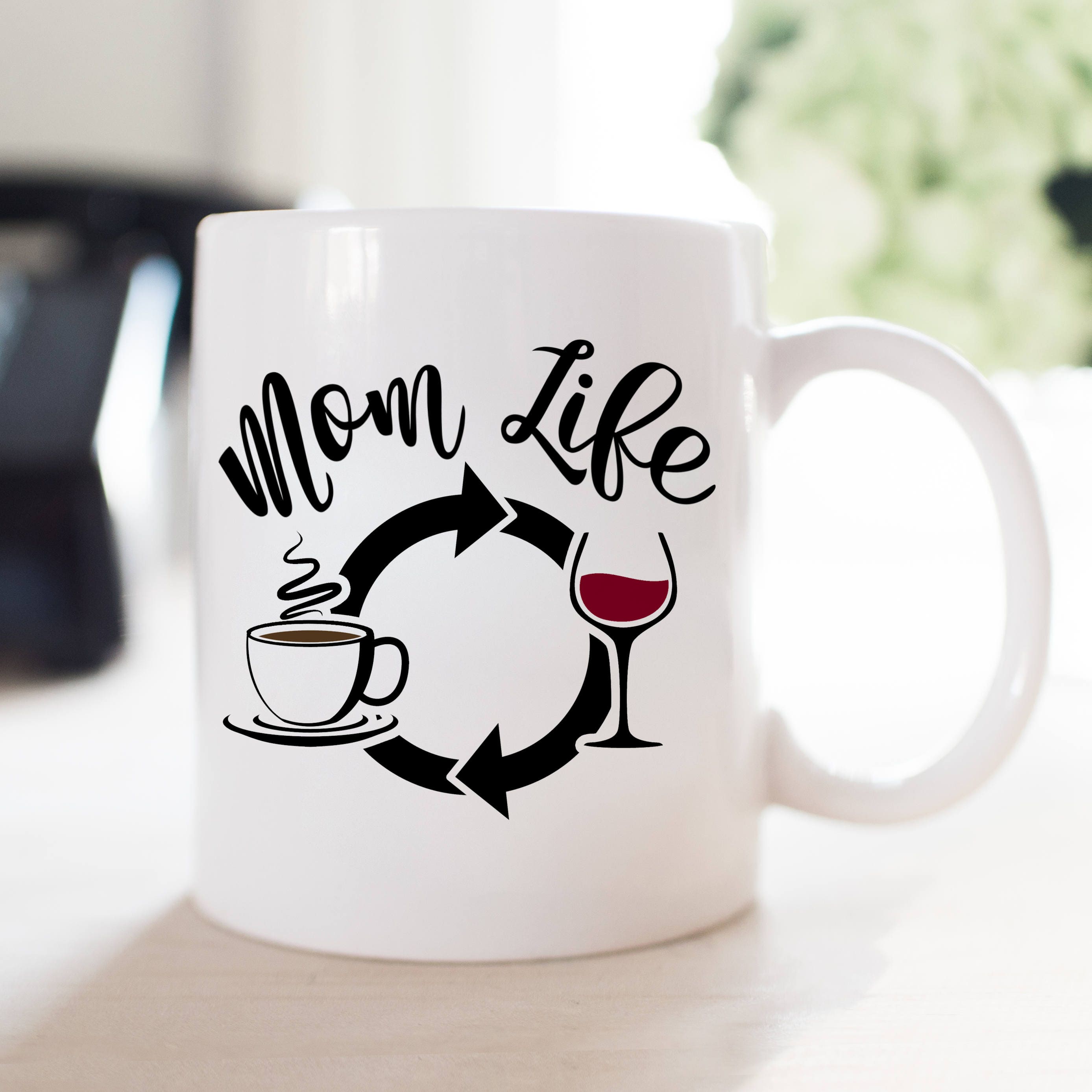 Coffee Mug Mom Life Coffee Wine Repeat Coffee Cup, Gift ...