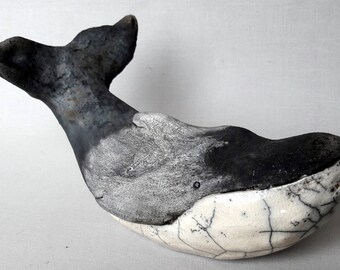 Ceramic Raku humpback whale