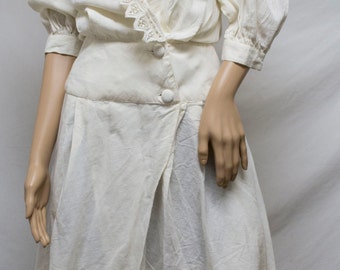 Cotton dress,8, lace, peasant dress, Boho dress,Size 8,off white