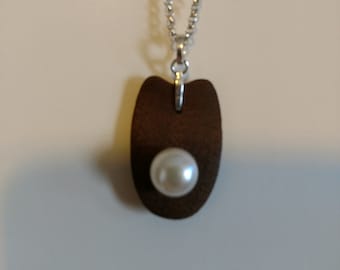 Walnut and Pearl Pendant