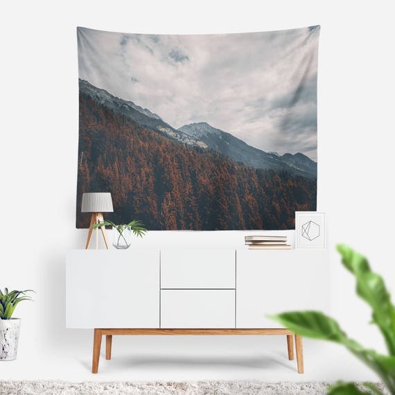Innsbruck Tapestry | Nature Tapestry | Mountains Wall Decor | Clouds | Boho Tapestries | Landscape | Photo Tapestry | Forest Wall Art