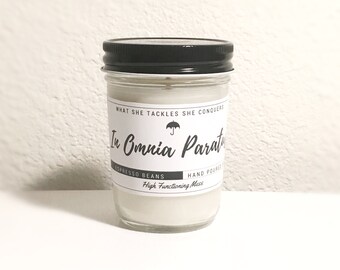 In Omnia Paratus | Gilmore Girls | 8oz soy candle | Espresso Beans | Rory Gilmore | Life & Death Brigade | What she tackles she conquers