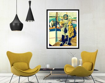 Scuba Art, Scuba Diver Gift, Father's Day Gift