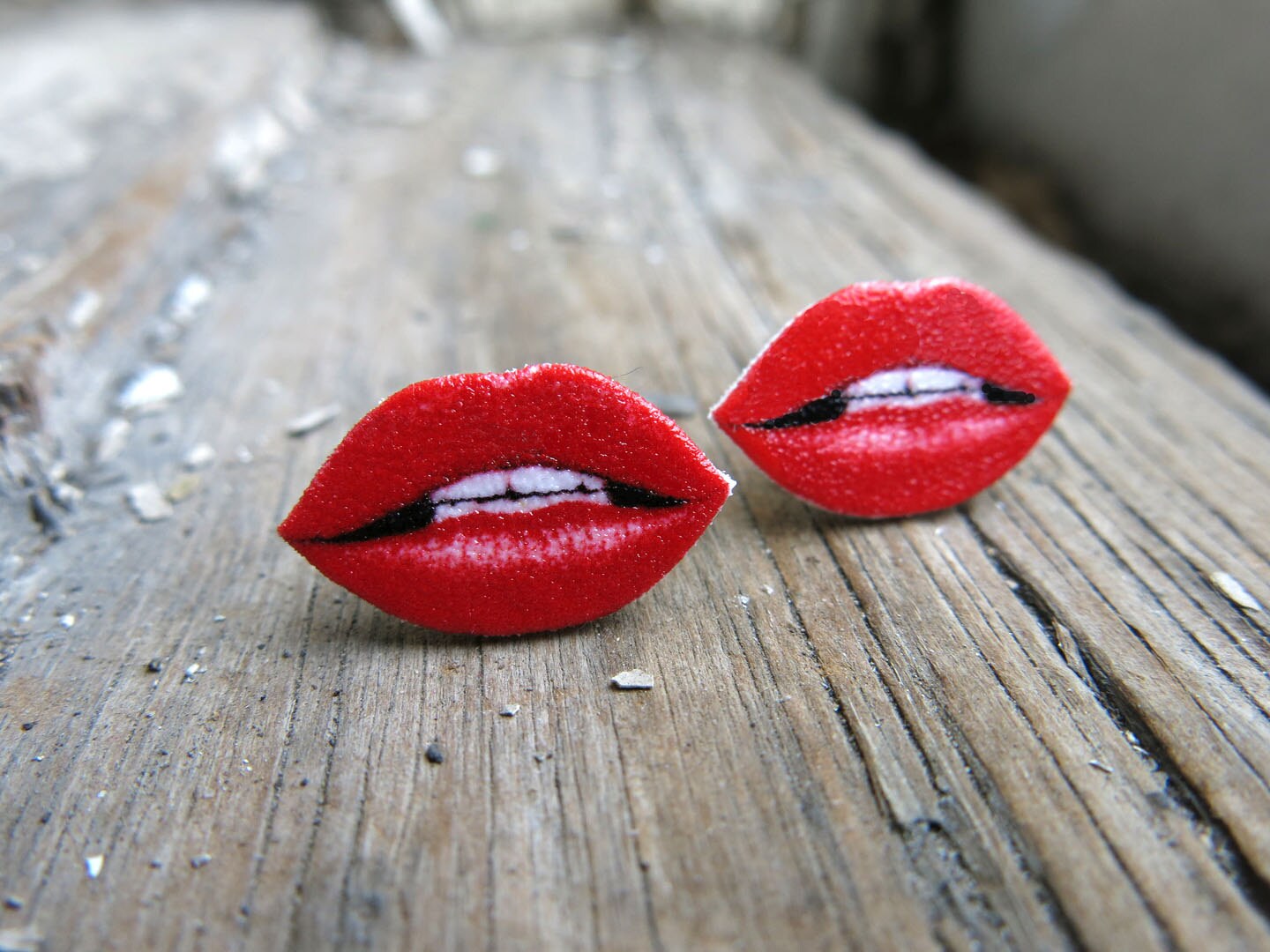 Lip Earrings Jewelry Gift Statement Red Hot Lips Stud Post