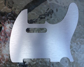 Aluminum telecaster pickguard. Handmade brushed aluminum metal for guitar building.