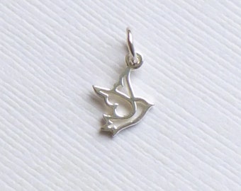Tiny Sterling Silver Dove Bird Charm -- 1 Piece