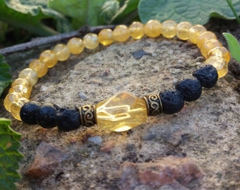Diffuser bracelet Citrine Lava Energy Creative Protection Evil eye Abundance Prosperity Success Strength Courage Calming Women jewelry gift