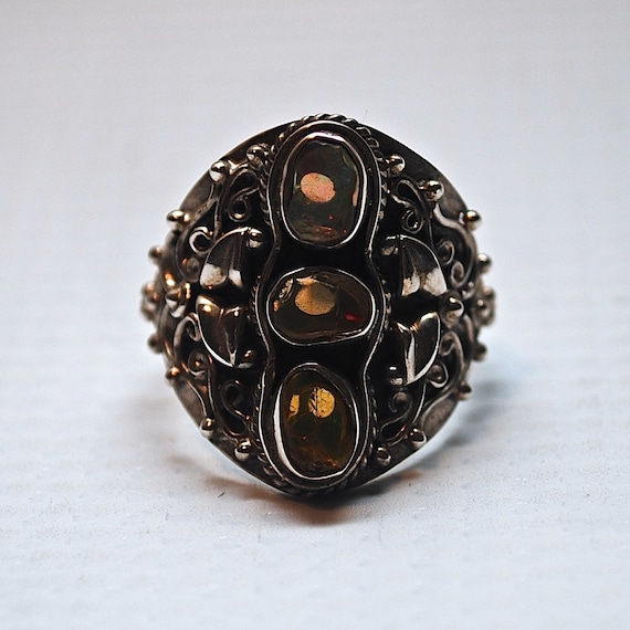 Sterling Silver Rough Ethiopian Opal Ring Sz 8.5 #3038