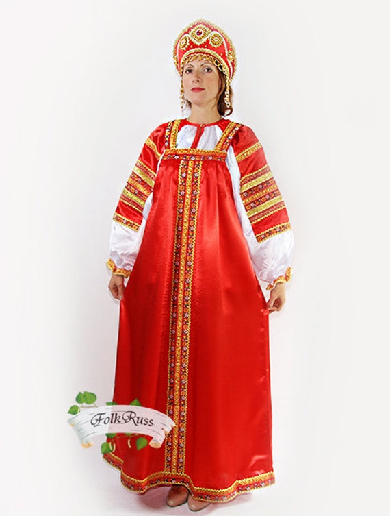 Russian traditional silk dress Vasilisa for woman Silk