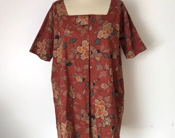 VINTAGE IKAT BLOUSE / Earth colors / Vintage blouse / French vintage / Rust brown / Tunic