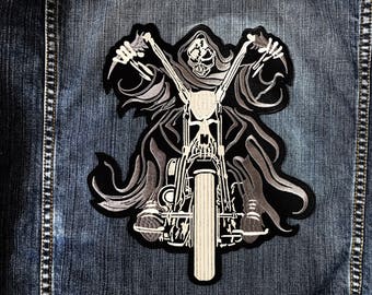 LARGE SIZE Grim Reaper Motorcycle God of Death Biker Jacket Sewing Iron on Patch