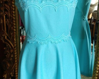 Vintage 1960's Robins Egg Blue Polyester Dress