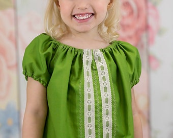 Girls peasant dress - girls dresses - boho dress - boho dress baby - green dress - bohemian dress - boho flower girl dress - tunic dress