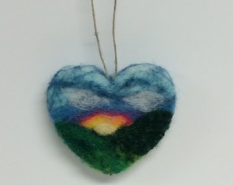 Needle Felted Wool Sunrise, Sunset Ornament