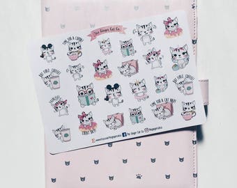 Cute Cat Mix Planner Stickers | Planner Stickers, Journal Stickers, Scrapbook, Bullet Journal, BUJO Stickers, Bullet Journal Stickers
