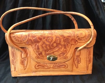 Tooled Leather Box Purse