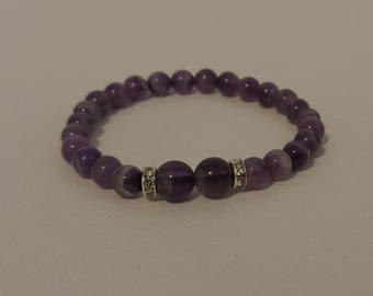 Womens February Birthstone Amethyst Stretch Bracelet