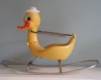 Vintage Duck Baby Rocking Horse Toy, Design by Canova Italy, 1960s